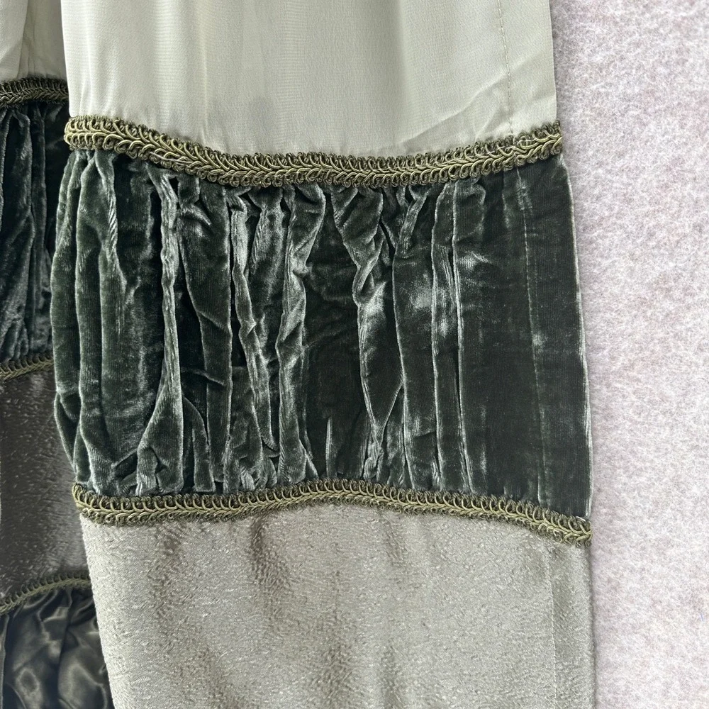 Chris Madden JCPenney Green Velvet Ruffle Tiered Curtain Panel 82x50